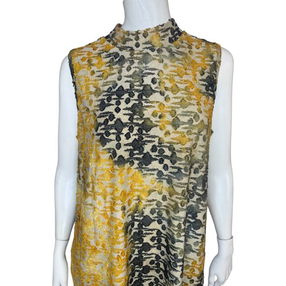 LOGO by Lori Goldstein Tie Dye Clip Jacquard Sleeveless Top Champagne Medium - Picture 2 of 14